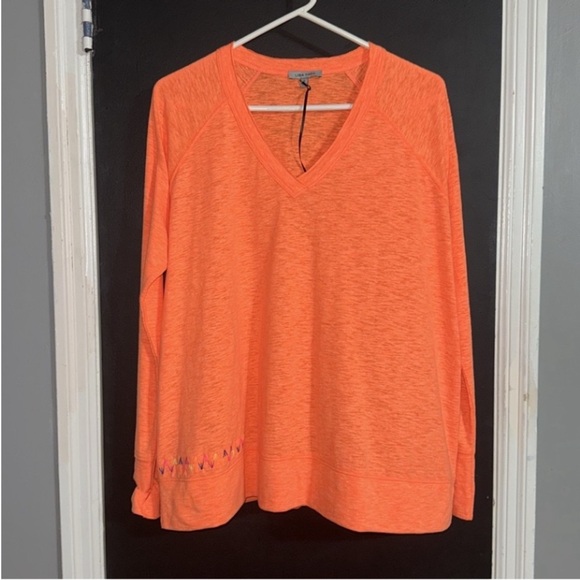 Lisa Todd Tops - Lisa Todd Embroidered Long Sleeve Bright Orange Size: S